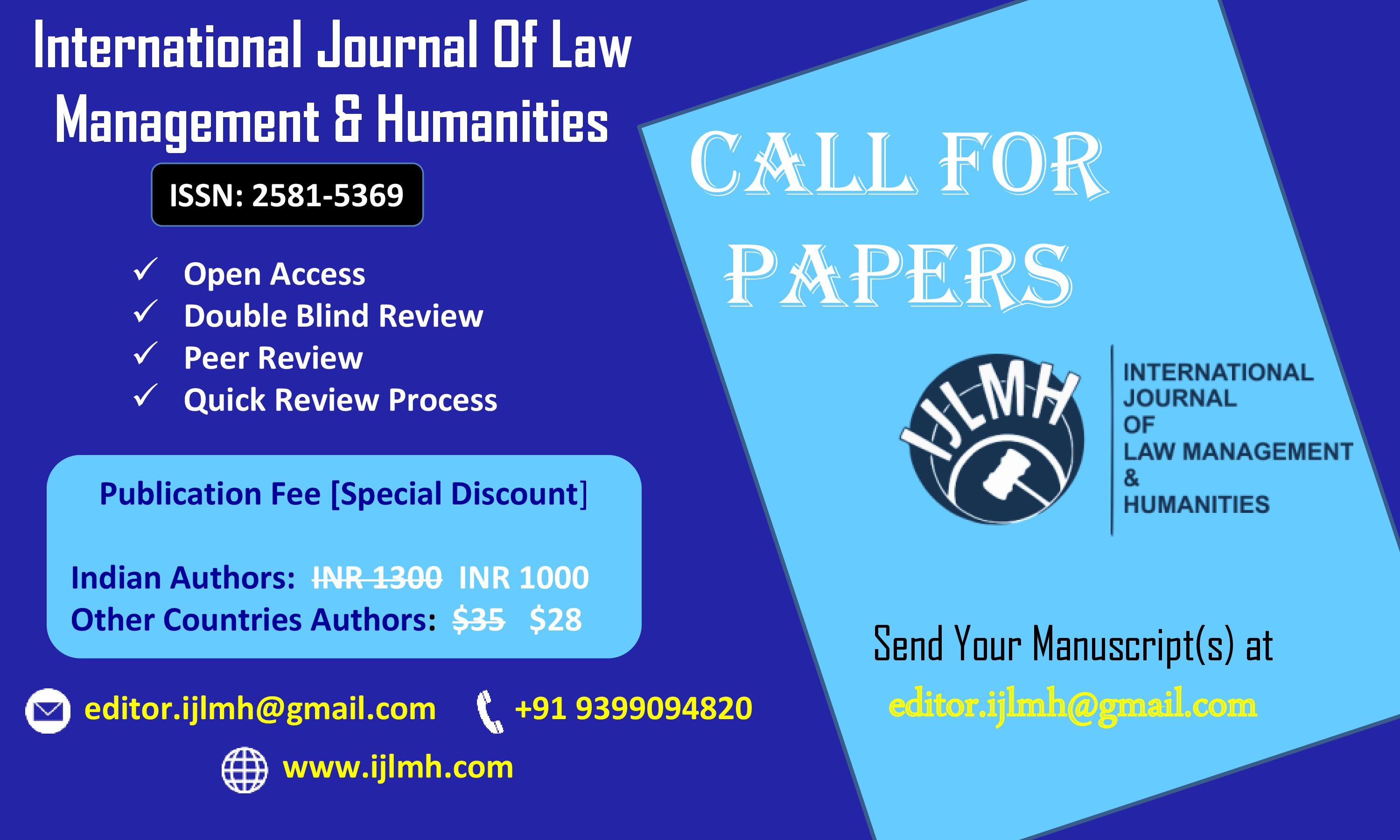 Call for Paper International Journal of Law Management & Humanities