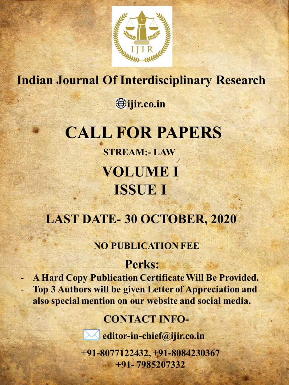 indian journal for publishing research paper